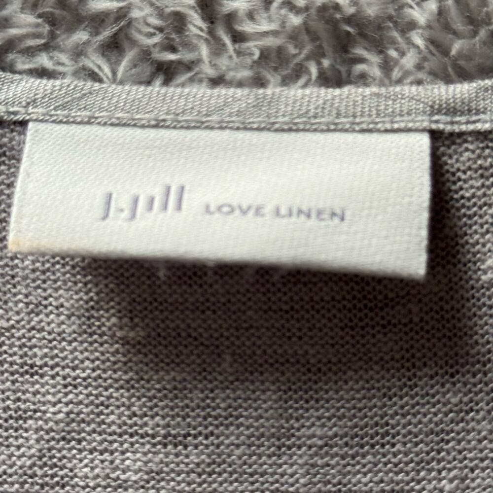 J. Jill Love Linen V Neck Micro-Pleat Tunic Lagonlook Oversize Top Women Gray - Picture 6 of 8